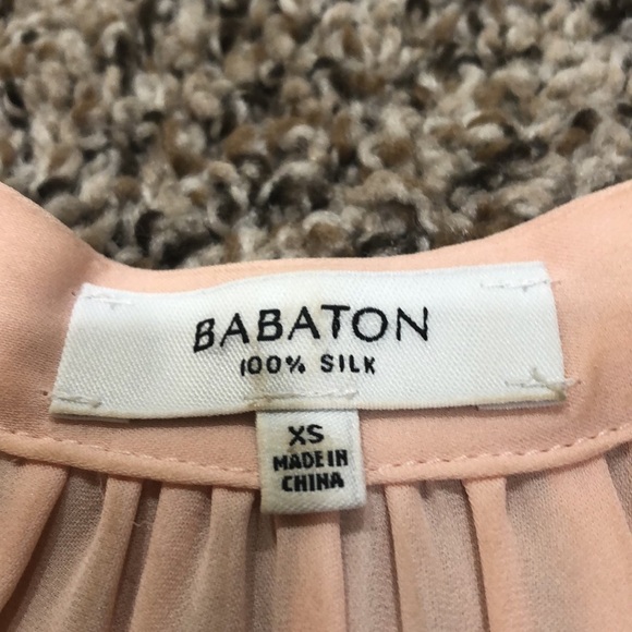 Babaton Silk Dress Size XS Pastel Peach Pink Sleeveless Sheath Mini Pullover - Picture 7 of 9